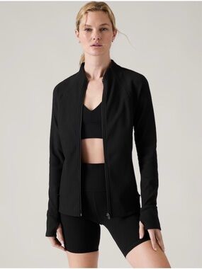 Athleta Salutation Jacket in Black Rib Size XL black